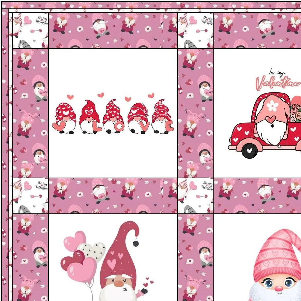 Valentine Gnome Quilt - 50” x 61 1/2" - Image 3