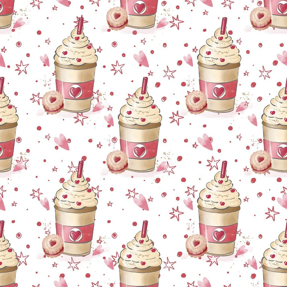 Valentines Coffee Main Fabric - White