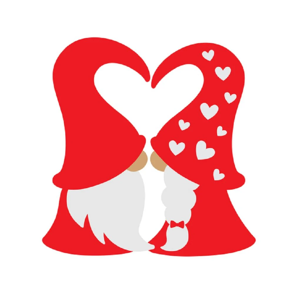 Valentine's Day Gnome Fabric Panel - White