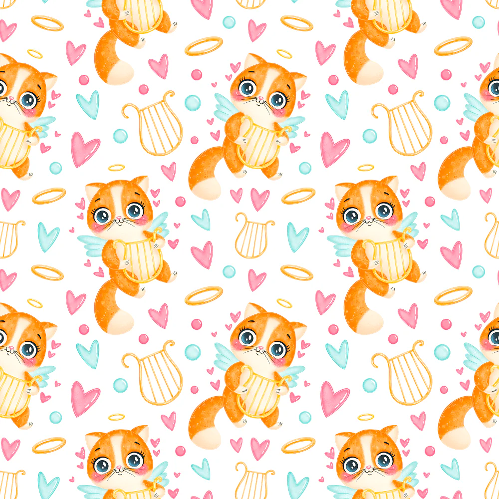 Valentine's Day Kittens Fabric
