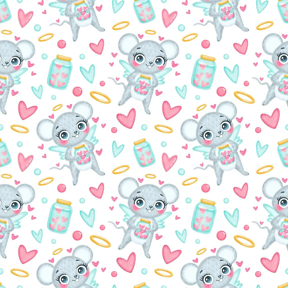 Valentine's Day Mice Fabric