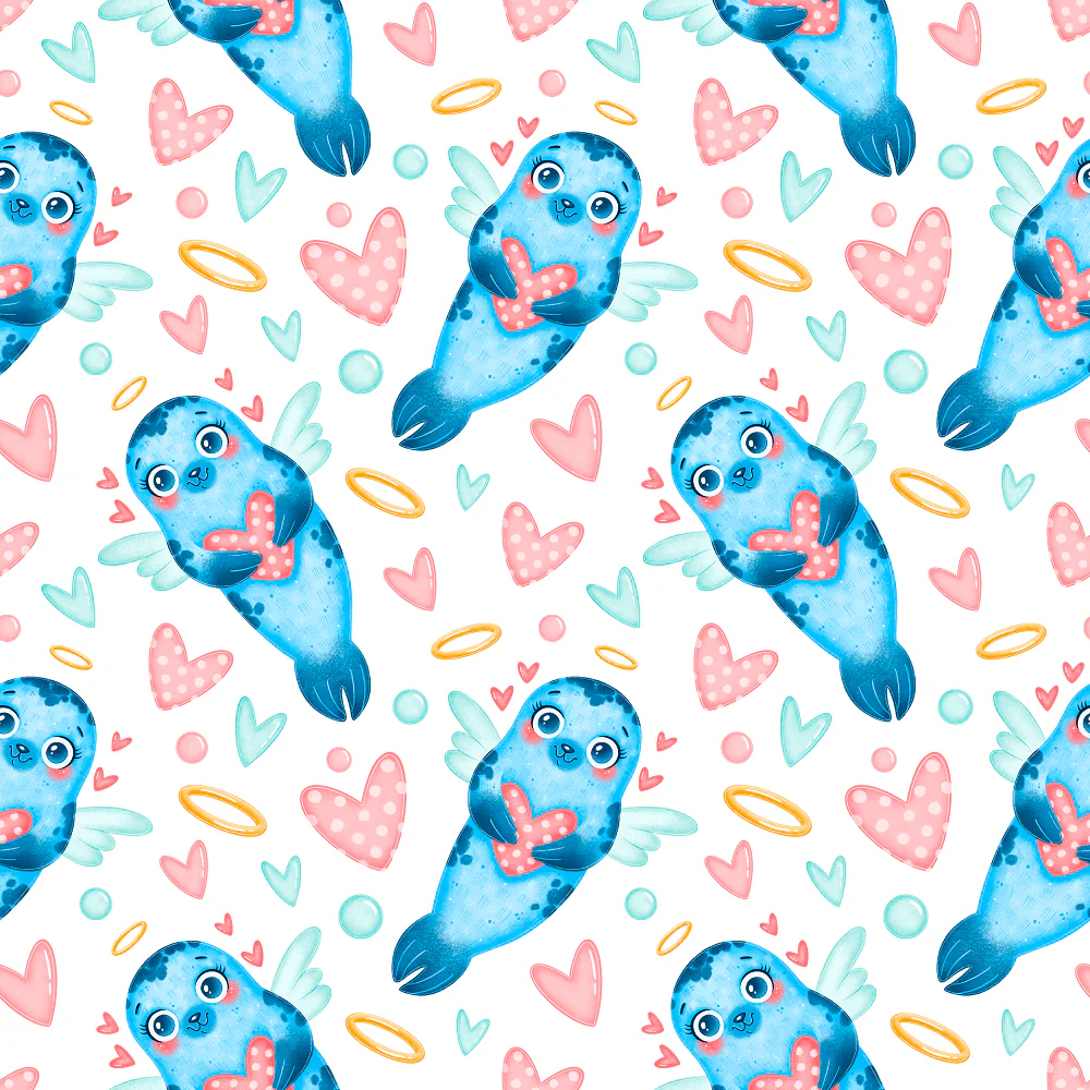 Valentine's Day Seals Fabric
