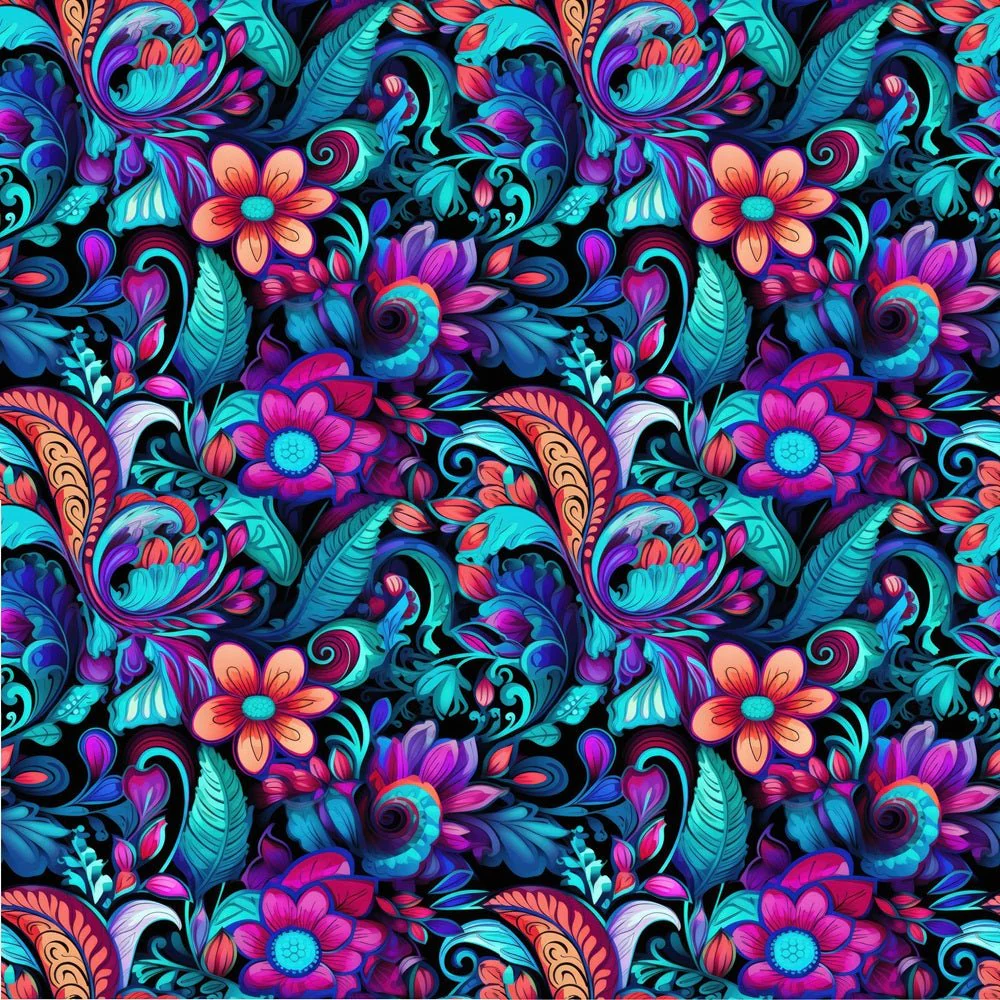 Vibrant Psychedelic Floral Fabric