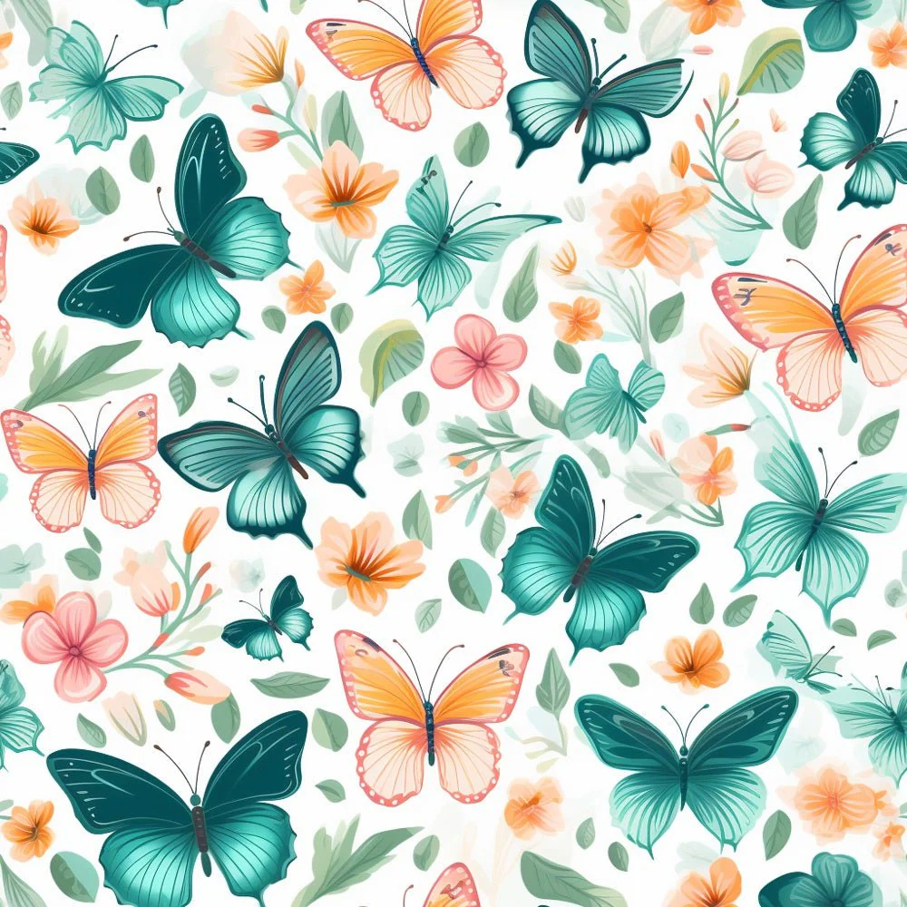 Vibrant Watercolor Butterflies #1 Fabric