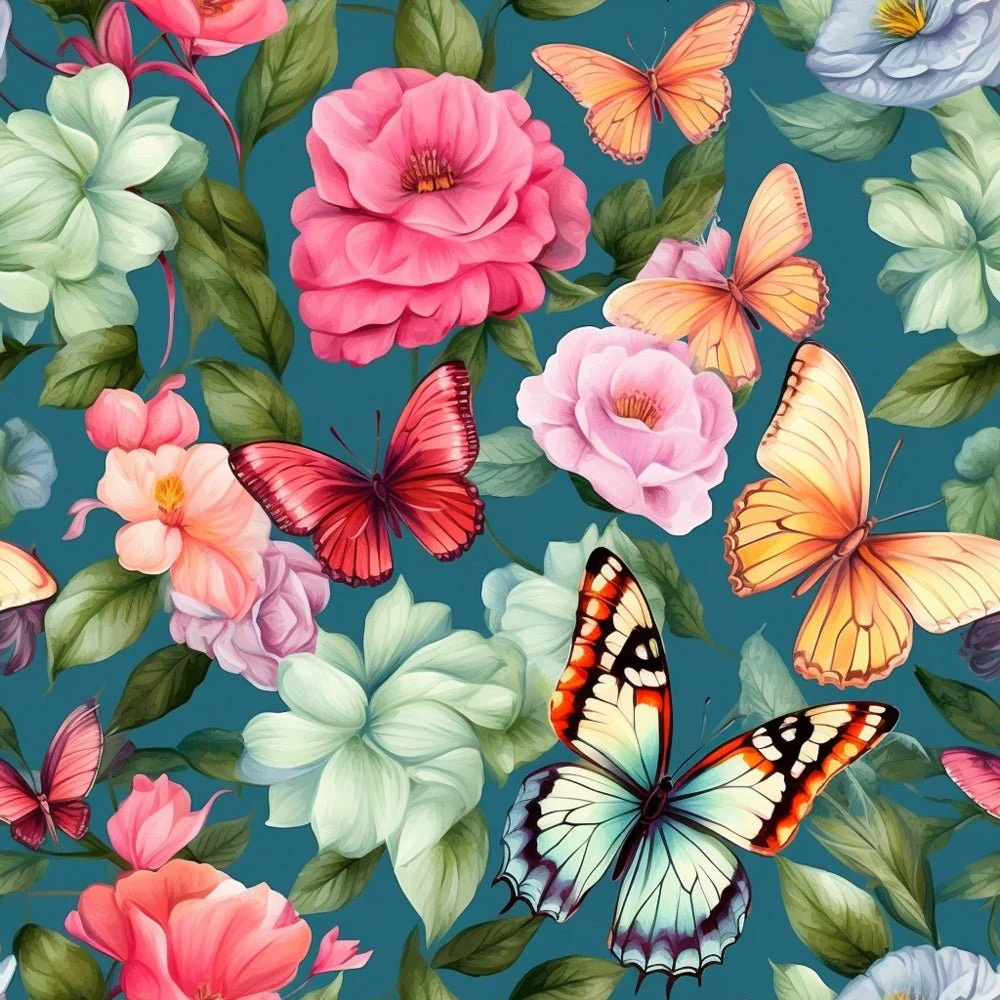 Vibrant Watercolor Butterflies #10 Fabric