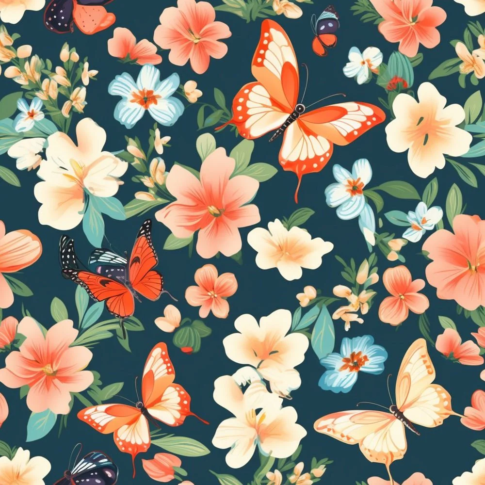 Vibrant Watercolor Butterflies #11 Fabric