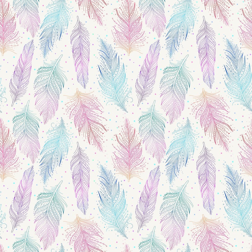Vibrant Watercolor Feather Fabric - Multi