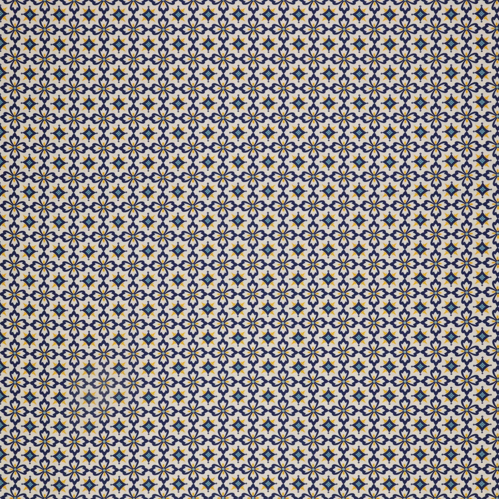 Villa Sol Fabric Collection - Flower Tiles White