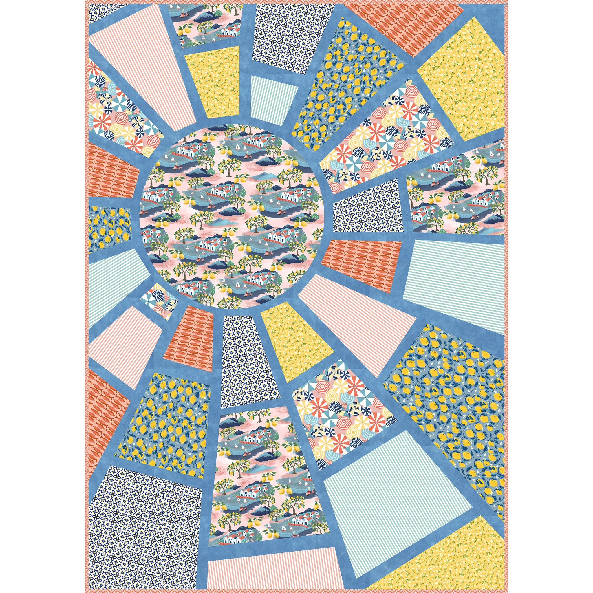 Villa Sol 108" Wide Quilt Backing - Cottage Stripe Deep - Image 7