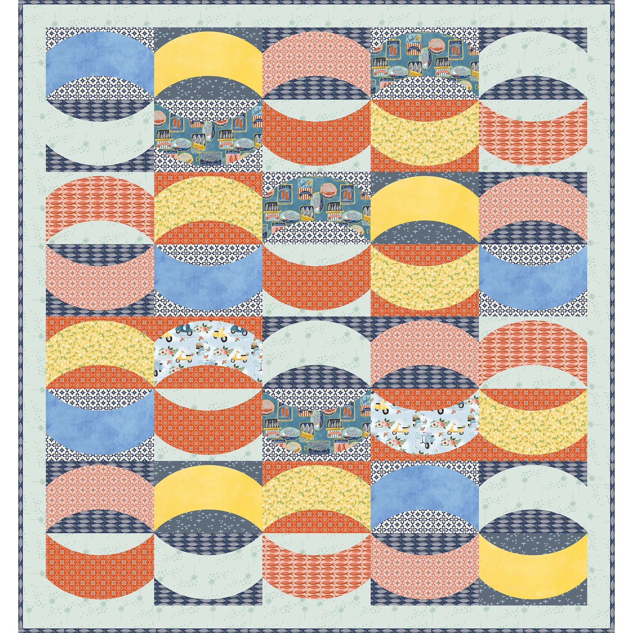 Villa Sol 108" Wide Quilt Backing - Cottage Stripe Deep - Image 8