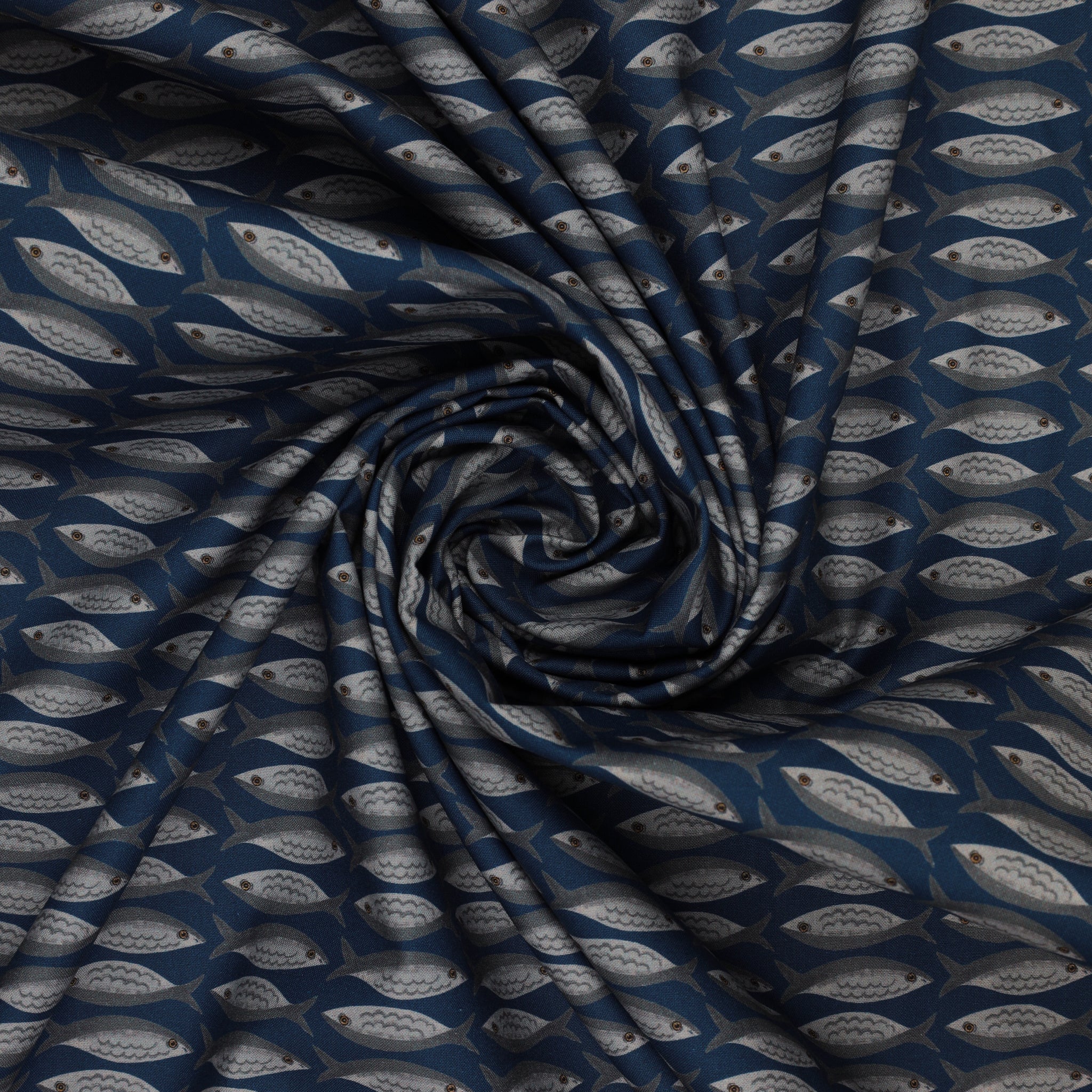 Villa Sol Fabric Collection - Little Fishies Navy - Image 2