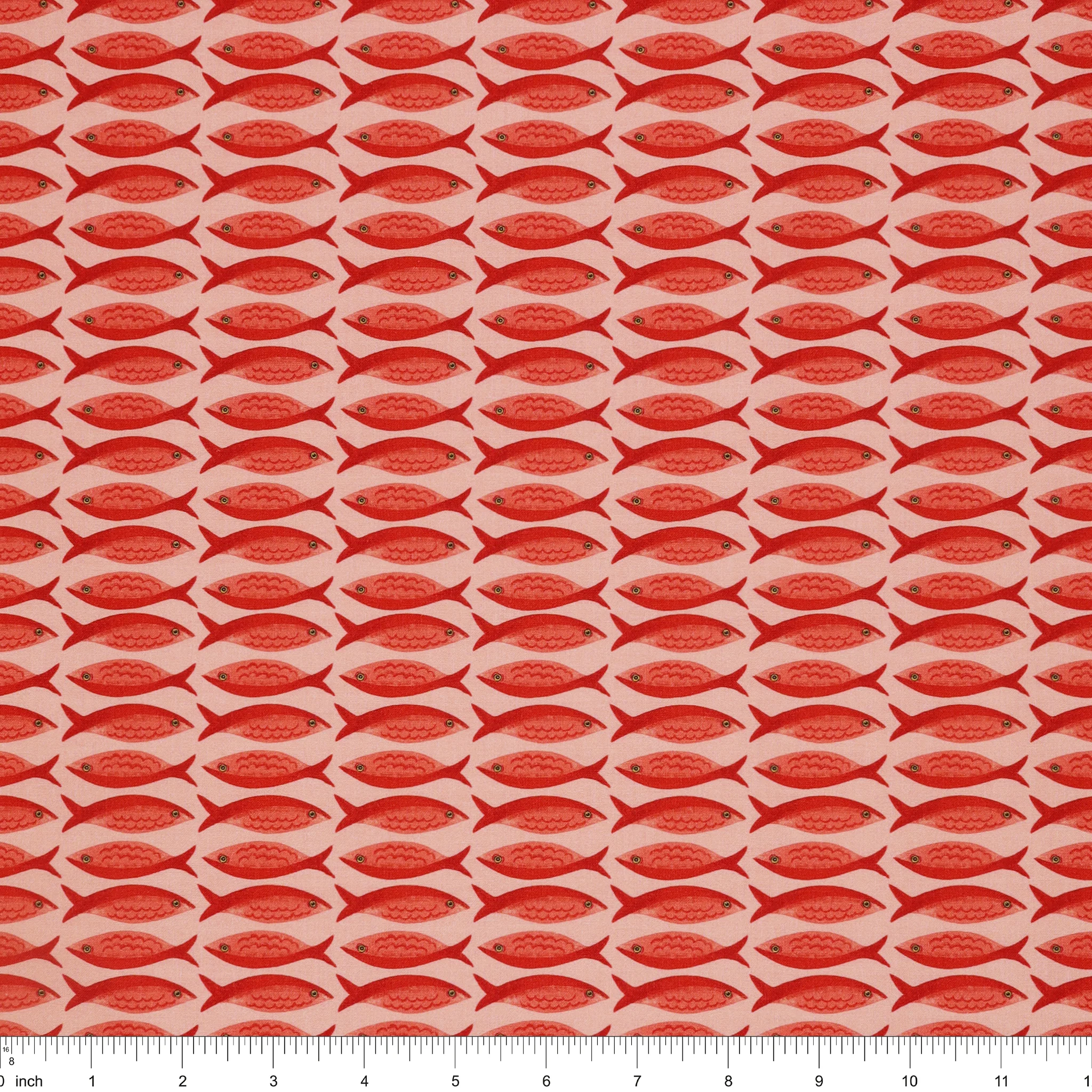 Villa Sol Fabric Collection - Little Fishies Salmon - Image 3