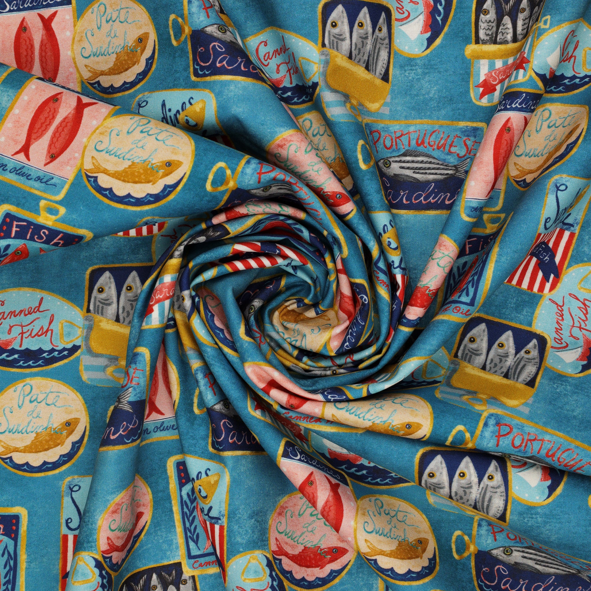 Villa Sol Fabric Collection - Tinned Fish Sea Blue - Image 2