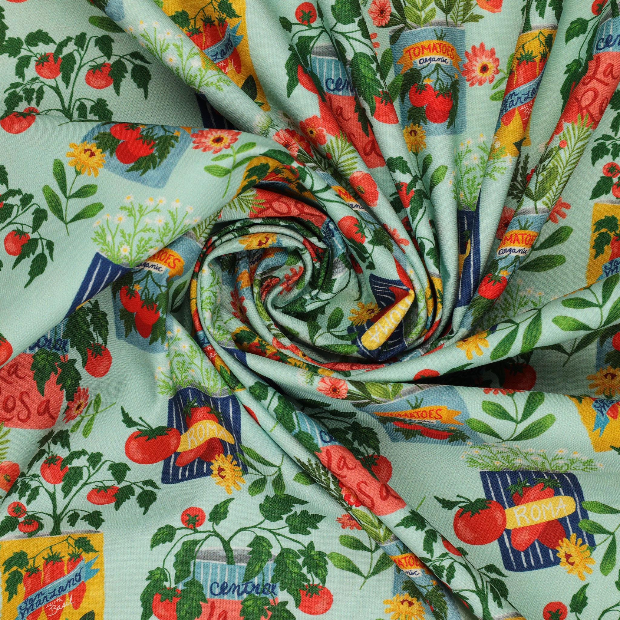 Villa Sol Fabric Collection - Tomato Tomahto Aqua - Image 2