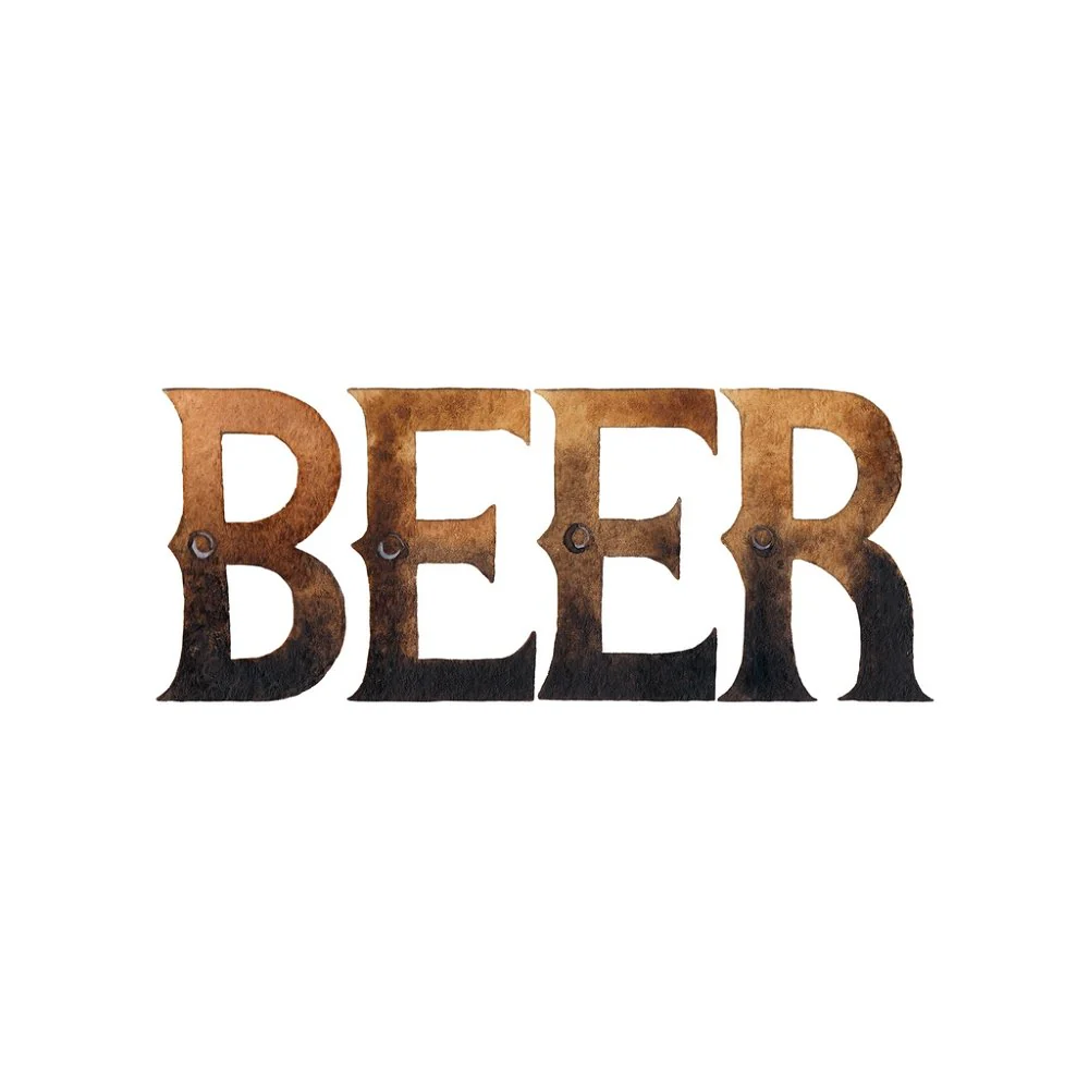 Vintage Beer Font Fabric Panel