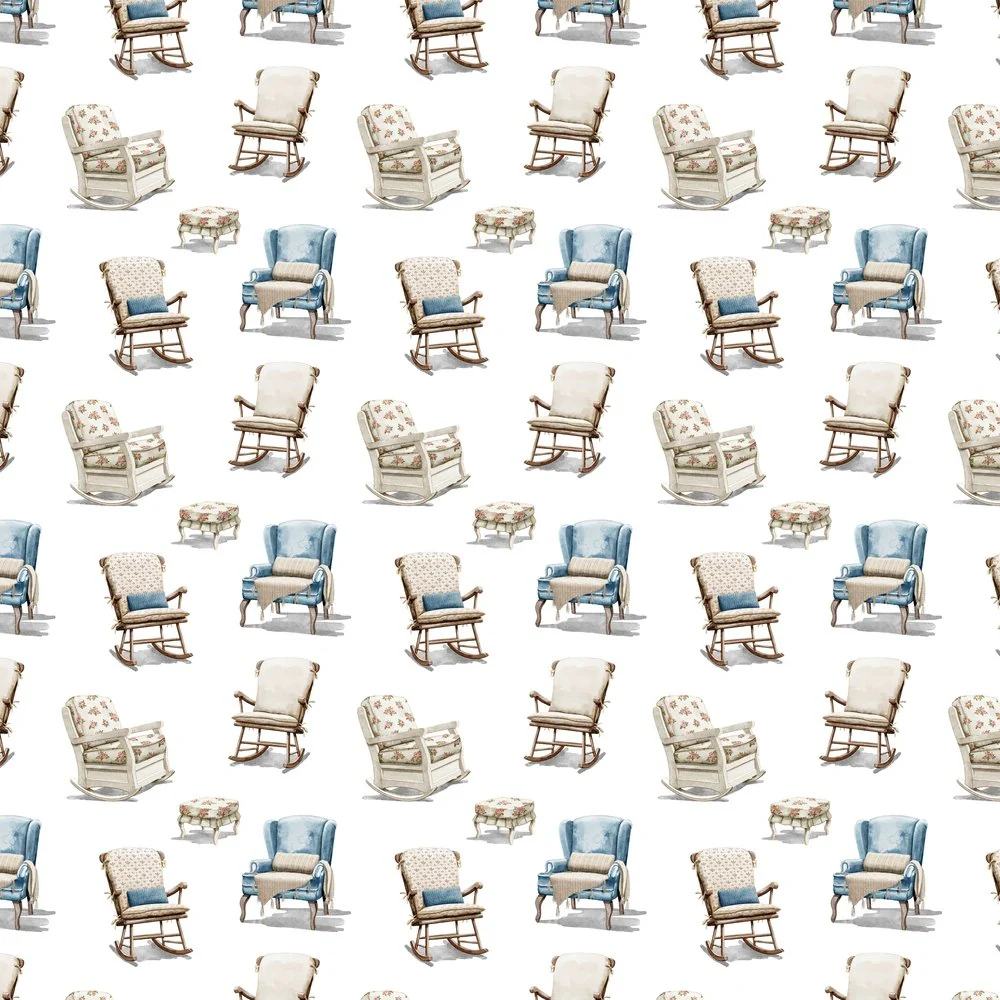 Vintage Chairs Fabric - White