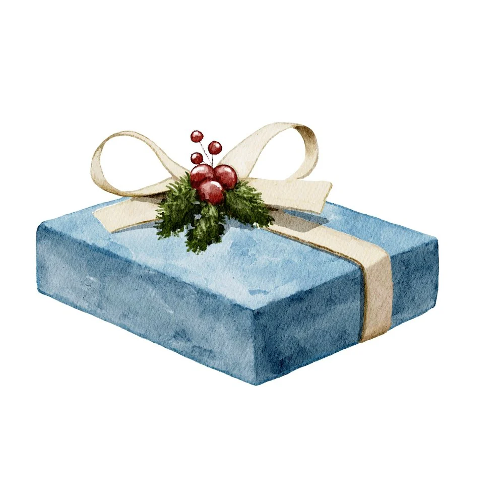 Vintage Christmas Gift Box Fabric Panel