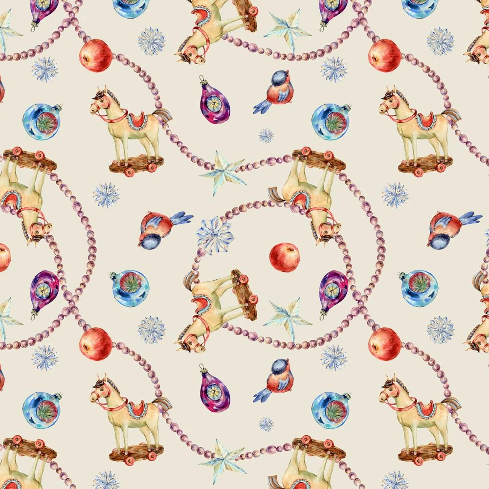 Vintage Christmas Toys Fabric