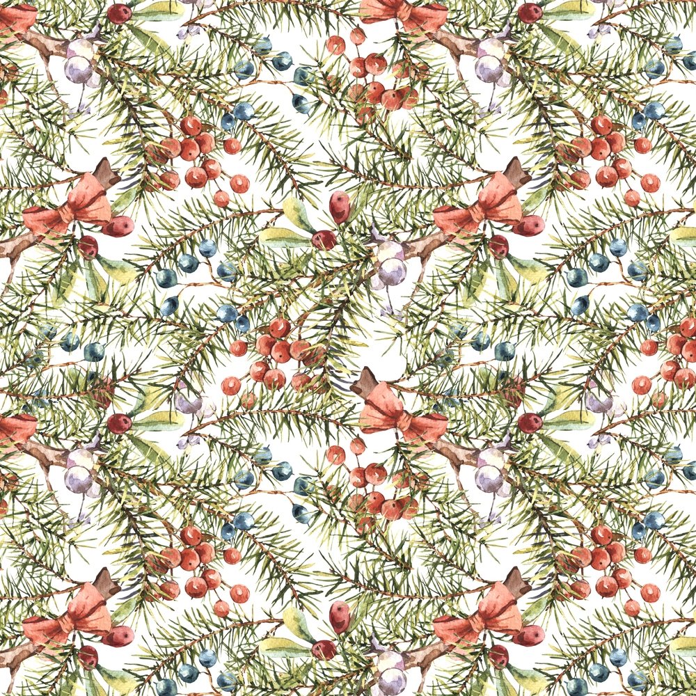 Vintage Christmas Tree Branches Fabric