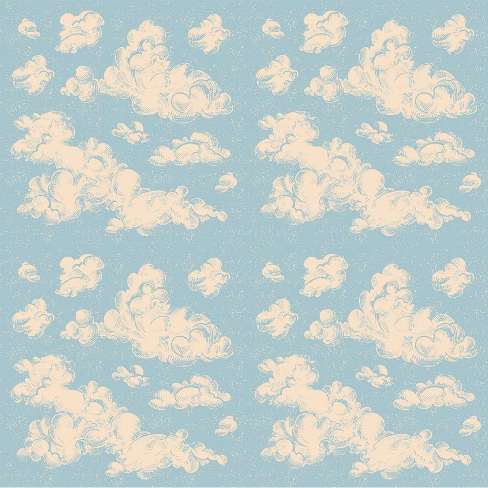 Vintage Clouds Fabric - Blue