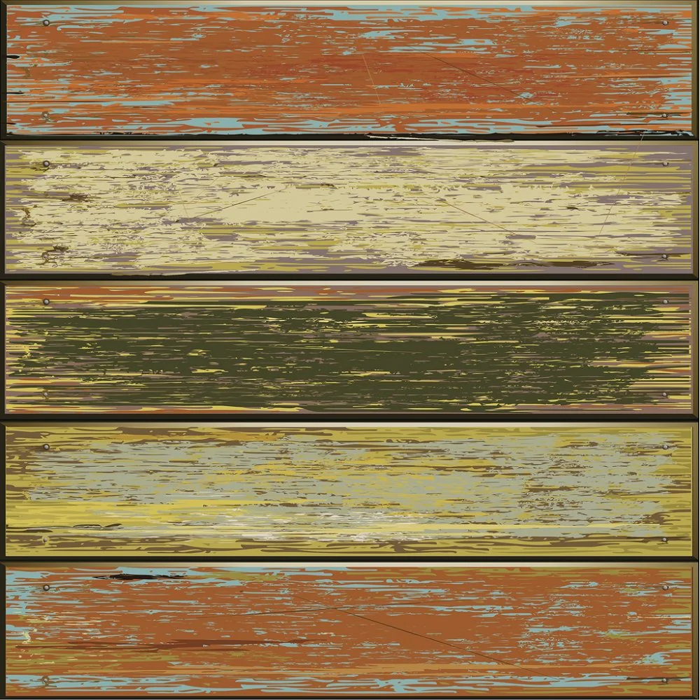 Vintage Distressed Wood Planks Fabric - Multi