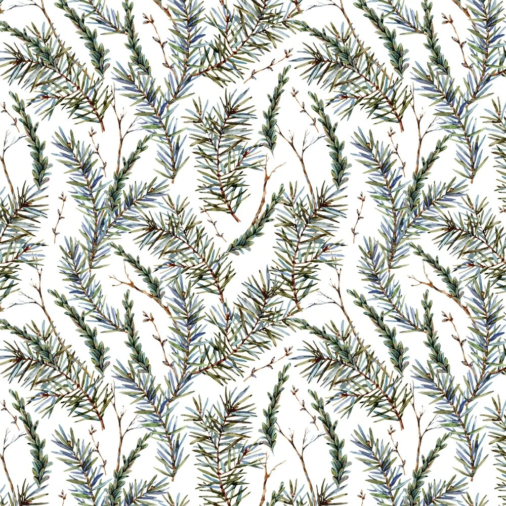 Vintage Fir Tree Branches Fabric