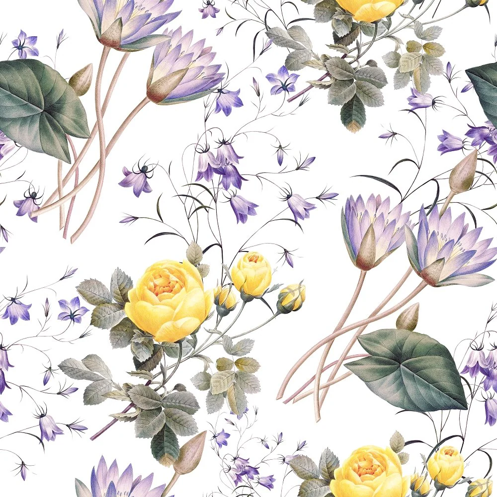 Vintage Floral Dreams Summer Dream Fabric - White