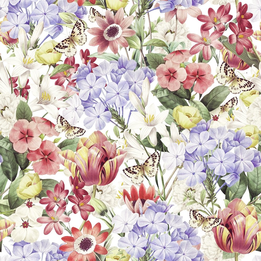 Vintage Floral Dreams Sunny Morning Fabric - White