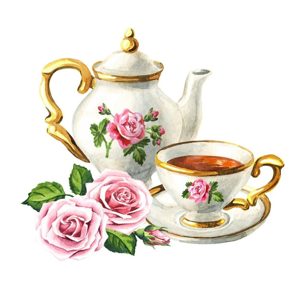 Vintage Floral Tea Time Fabric Panel