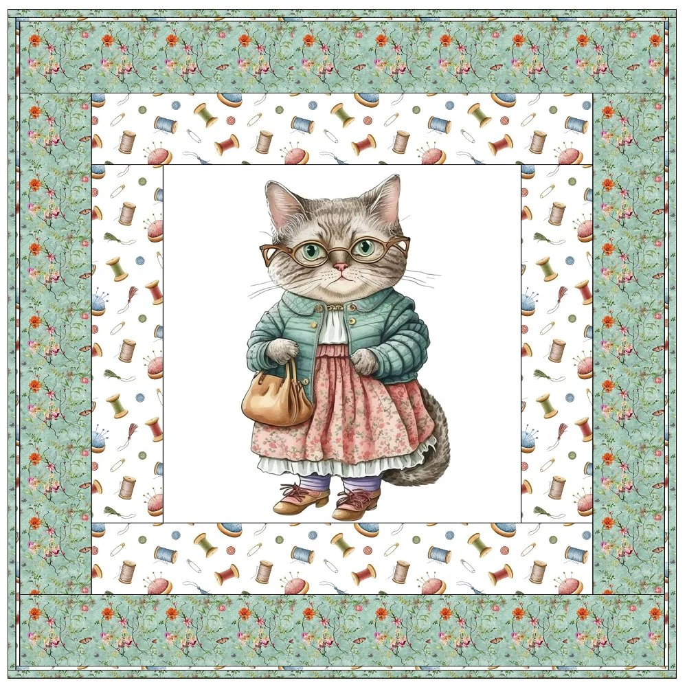 Vintage Grandma Cat Wall Hanging 42" x 42" - Image 3
