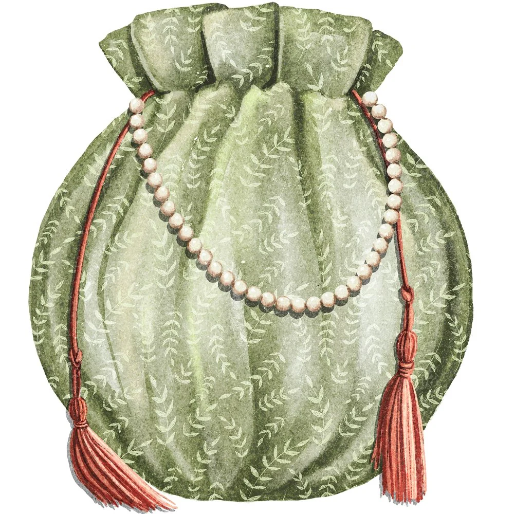 Vintage Handbag Fabric Panel - Green