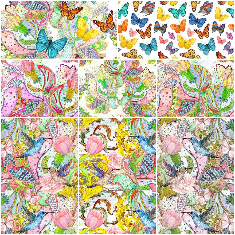 Vintage Hummingbirds Charm Pack - 8 Pieces
