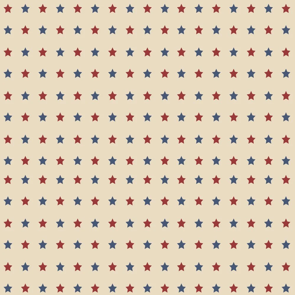 Vintage Patriotic Stars Fabric - Tan