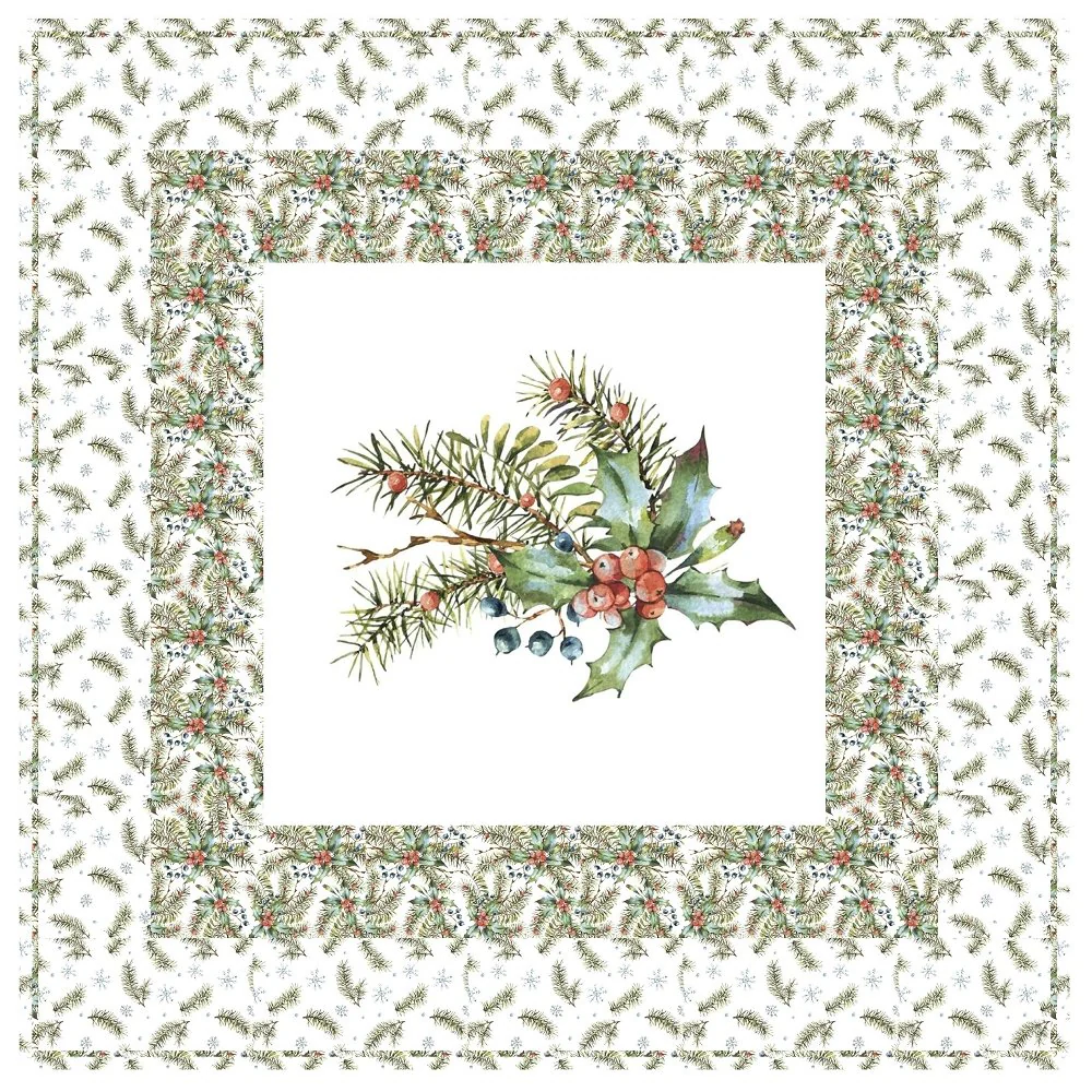Vintage Precious Snowman Holly Berries Wall Hanging 42" x 42"