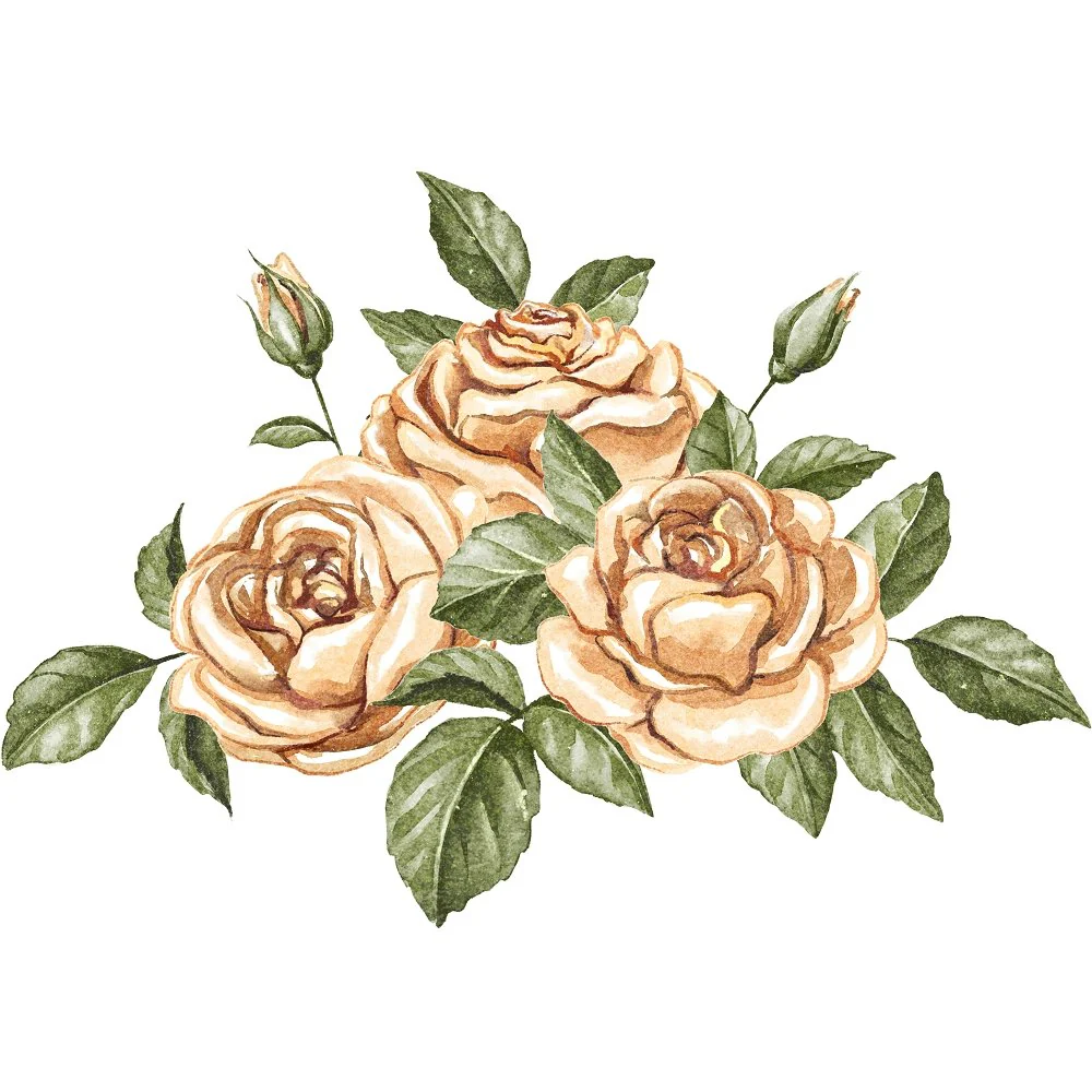 Vintage Rose Bouquet Fabric Panel