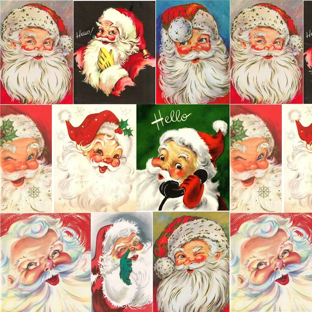 Vintage Santa Claus Collage #5 Fabric