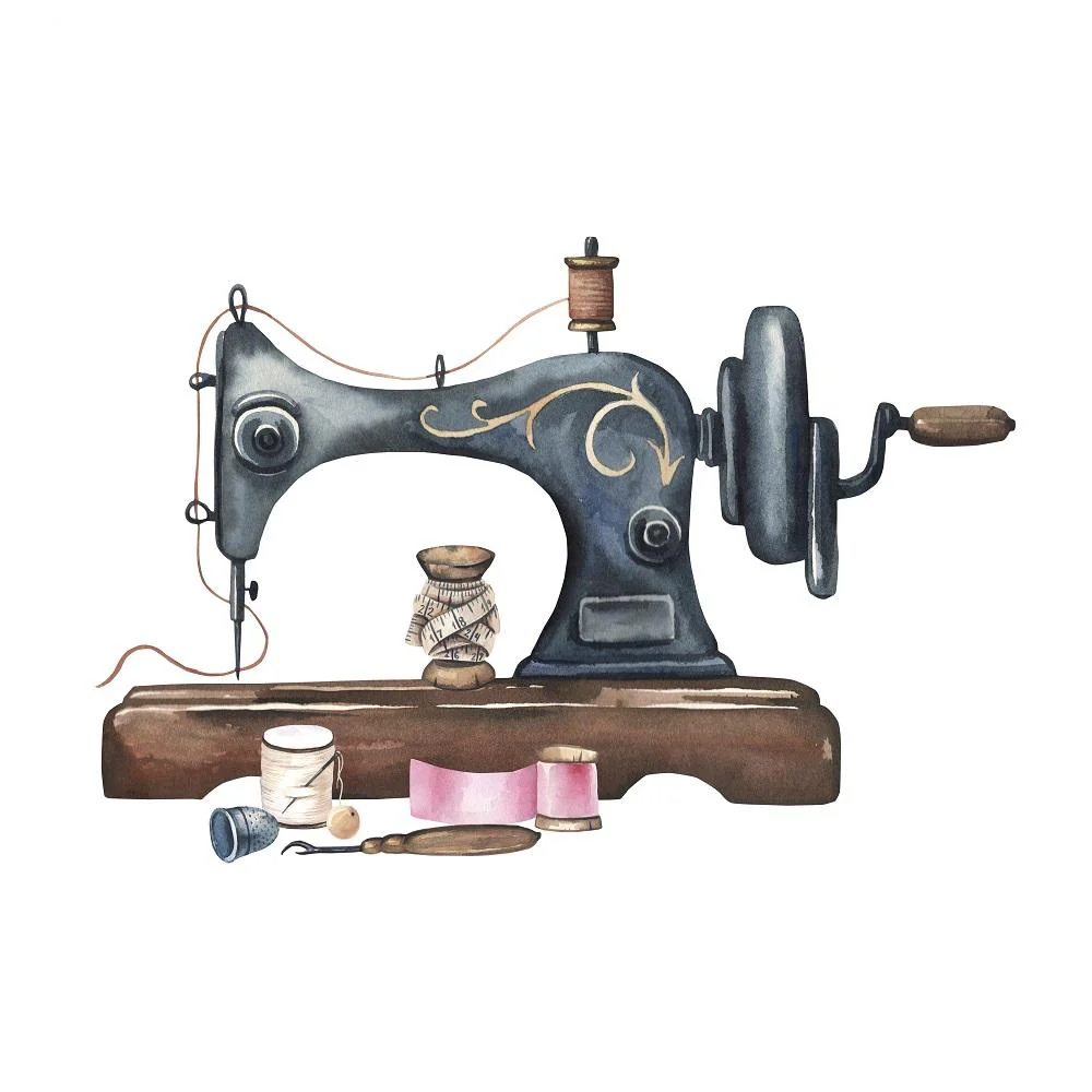 Vintage Sewing Machine Fabric Panel