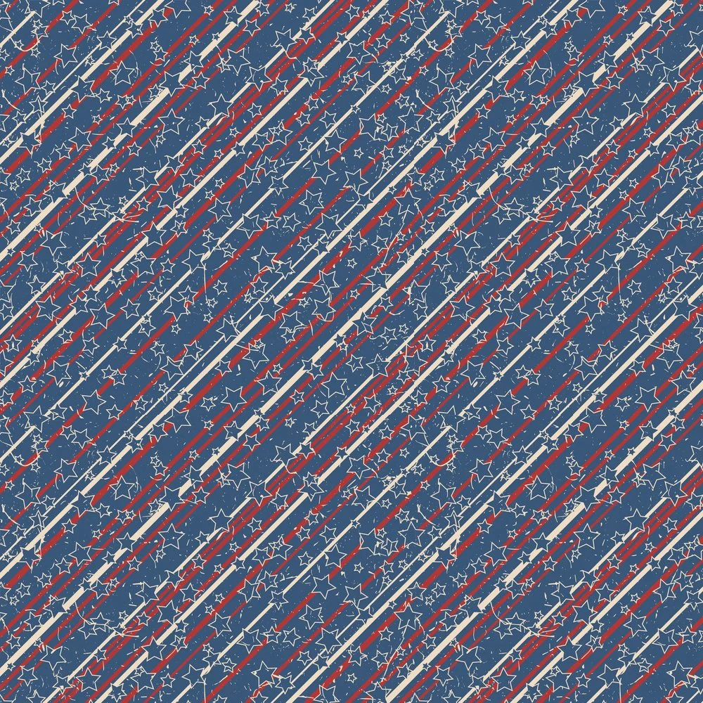 Vintage Textured Stars & Stripes Fabric - Navy