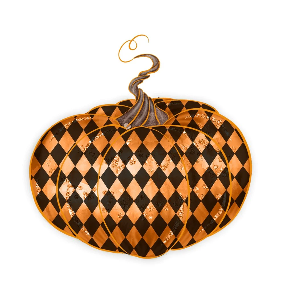 Vintage Trick or Treat Pumpkin Orange Fabric Panel