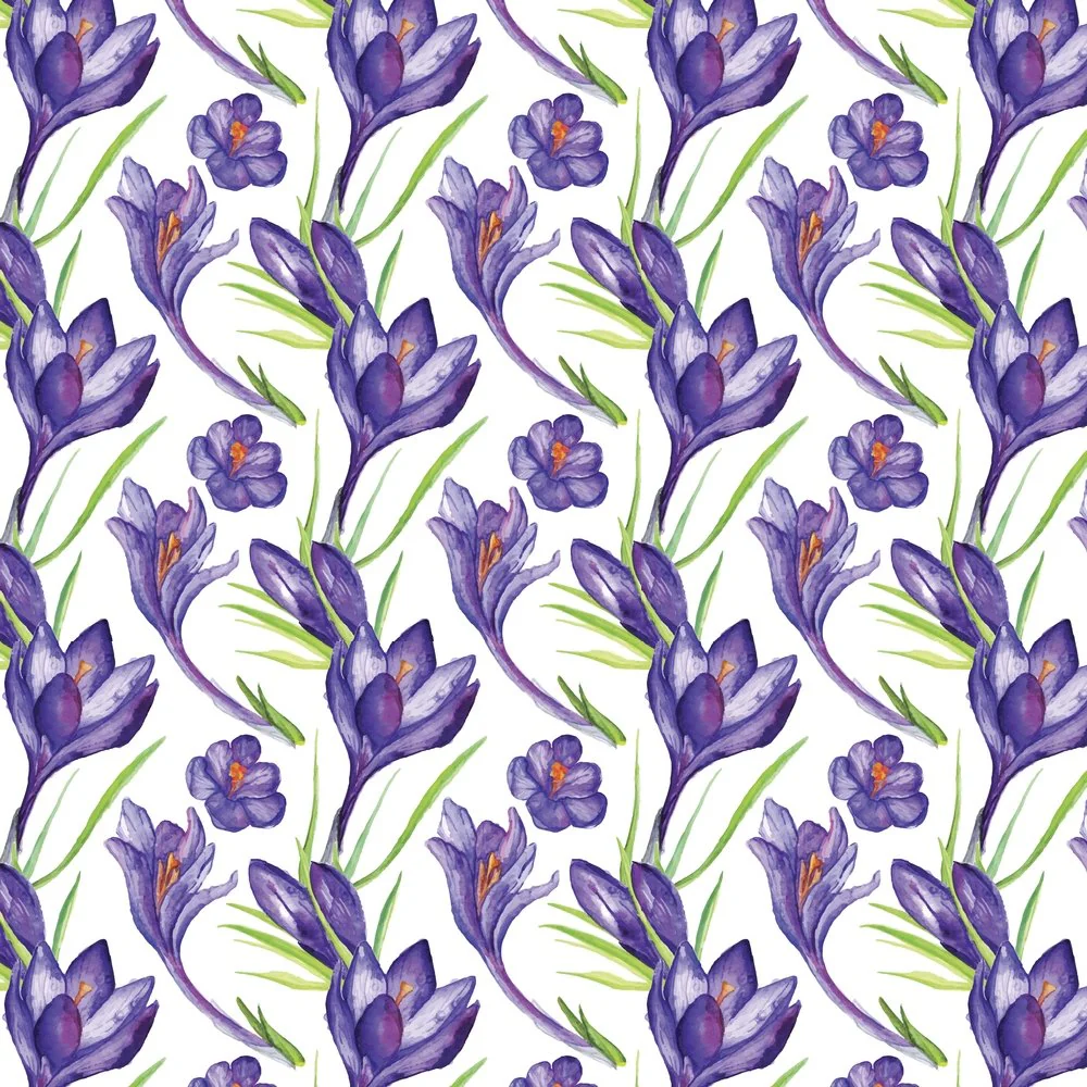 Violet Crocus Flower Fabric - Purple