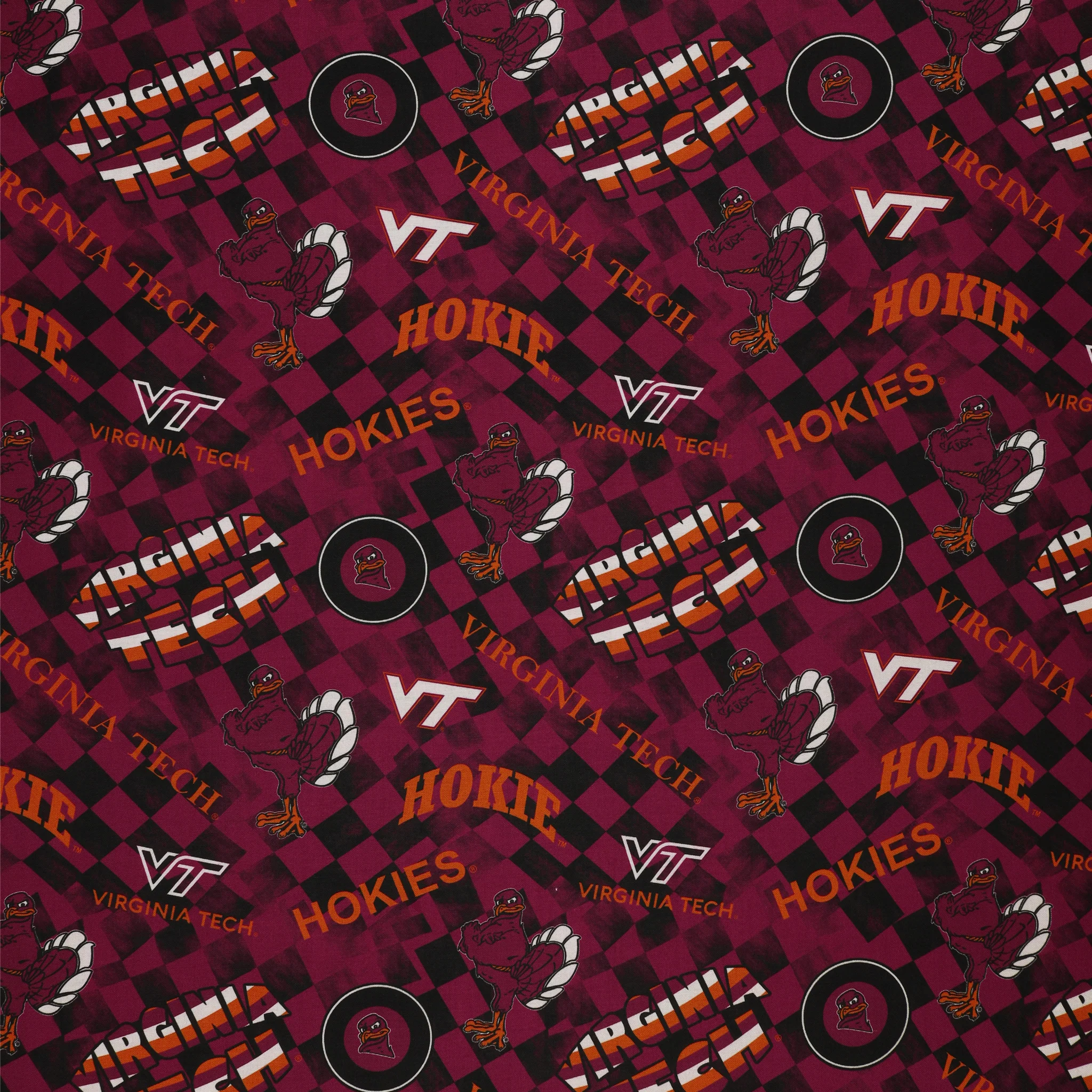 Virginia Tech Hokies Allover Checker Fabric