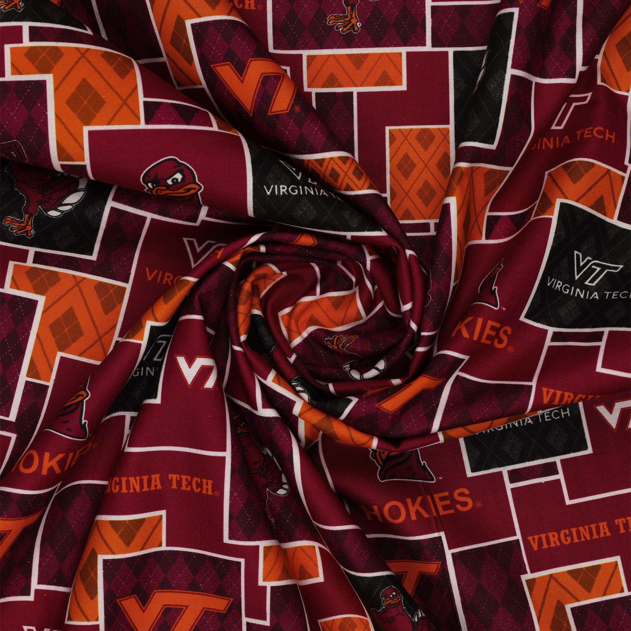 Virginia Tech University Argyle Boxes Fabric - Image 2