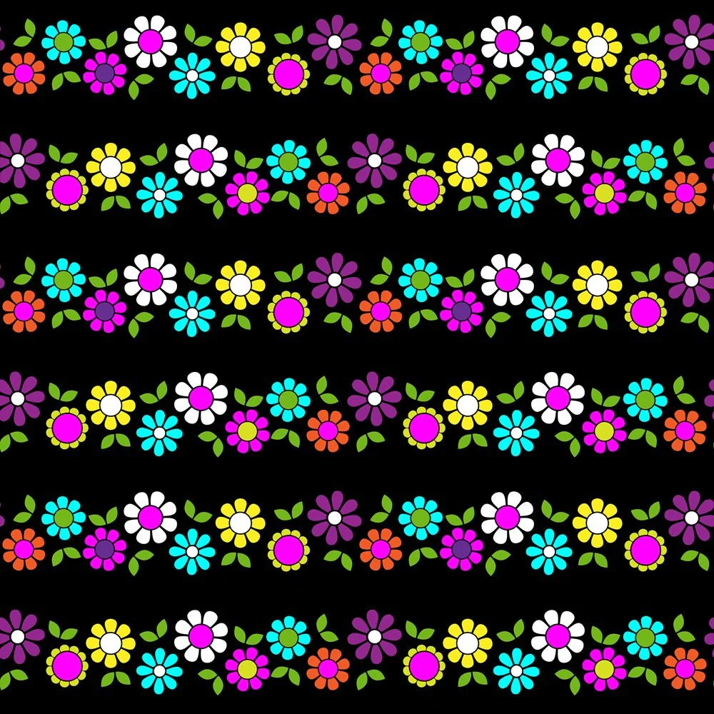Vivid Flower Stripes Fabric