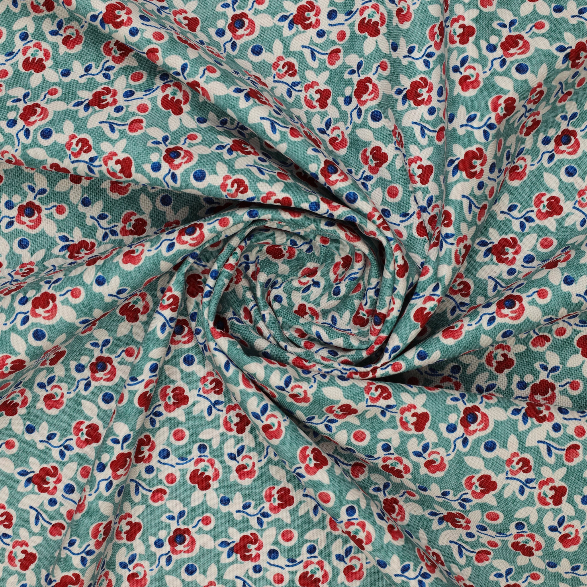 Wander Lane Fabric Collection - Posies Blue Grass - Image 2