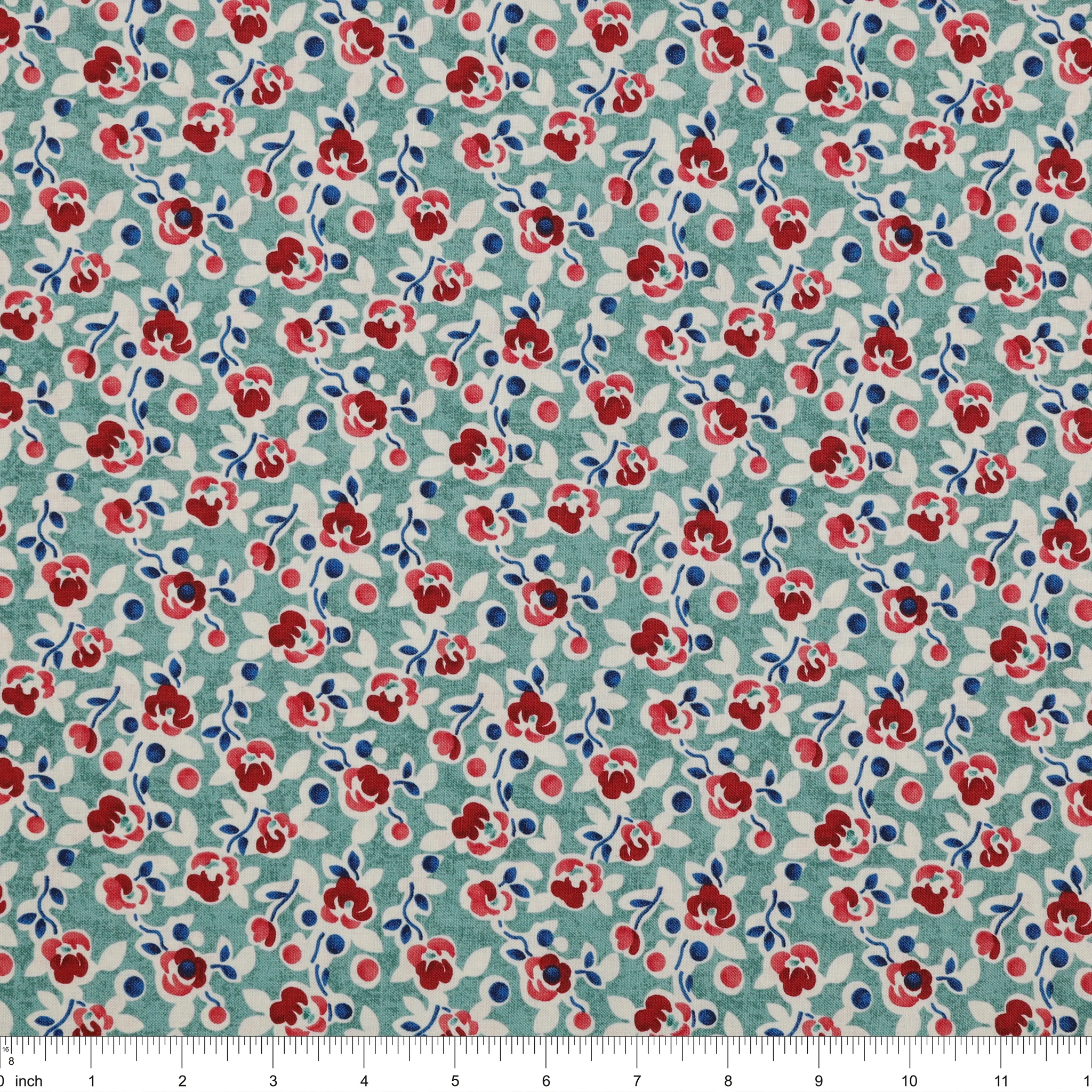 Wander Lane Fabric Collection - Posies Blue Grass - Image 3
