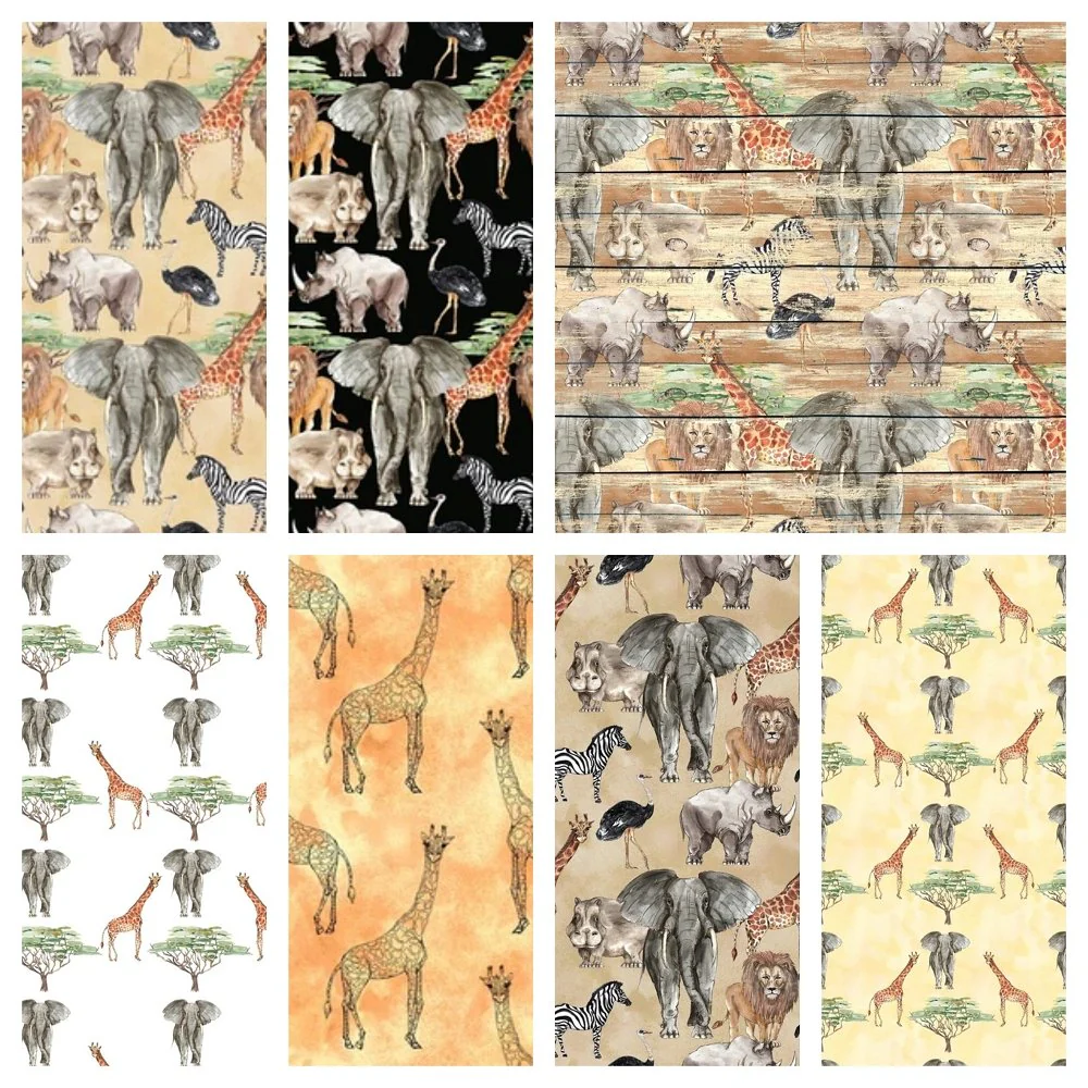 Watercolor African Safari Fat Eighth Bundle - 14 Pieces
