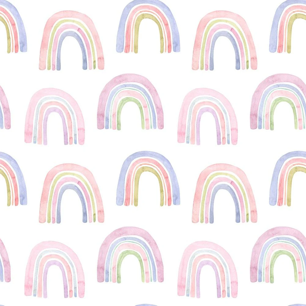 Watercolor Assorted Rainbows Fabric