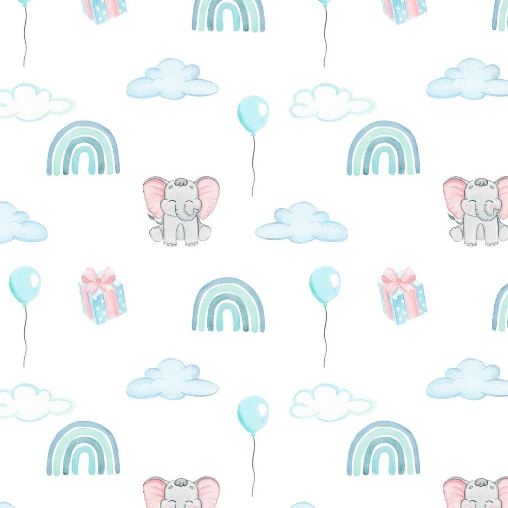 Watercolor Baby Elephant Nursery Fabric