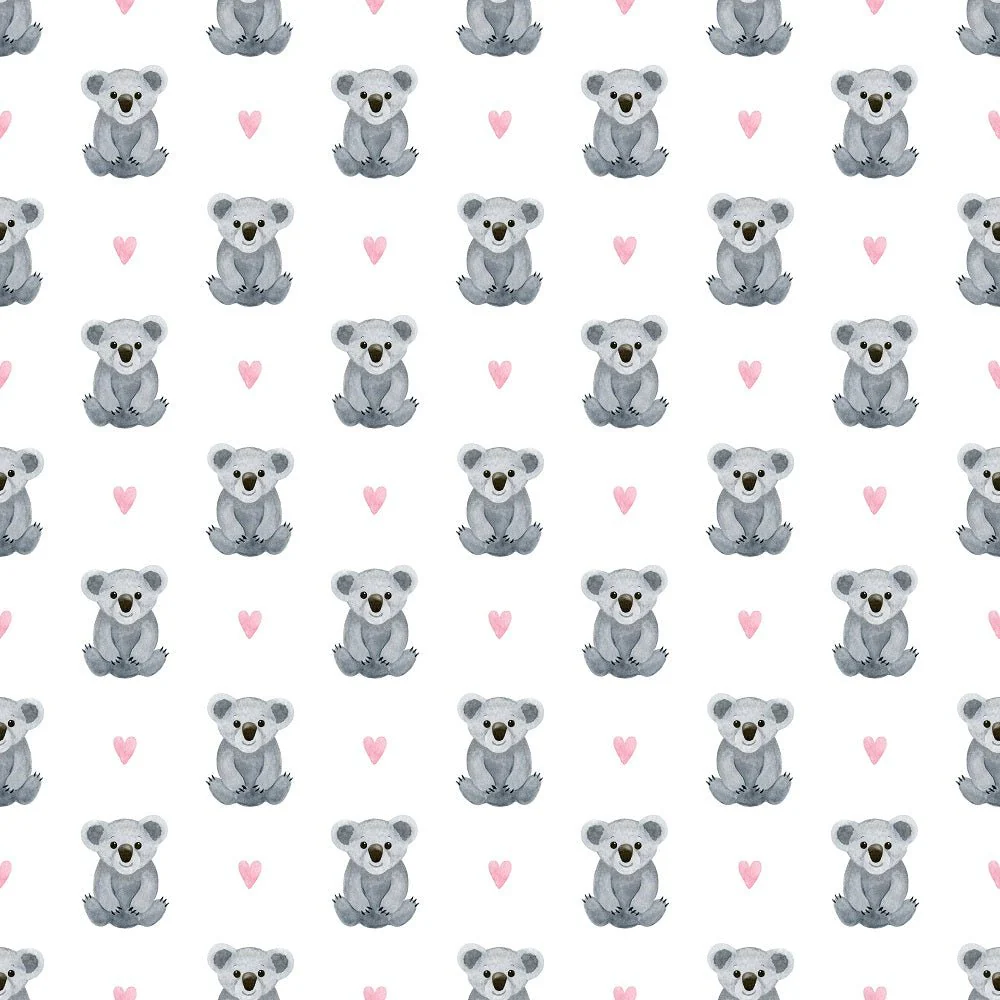 Watercolor Baby Koala & Hearts Fabric