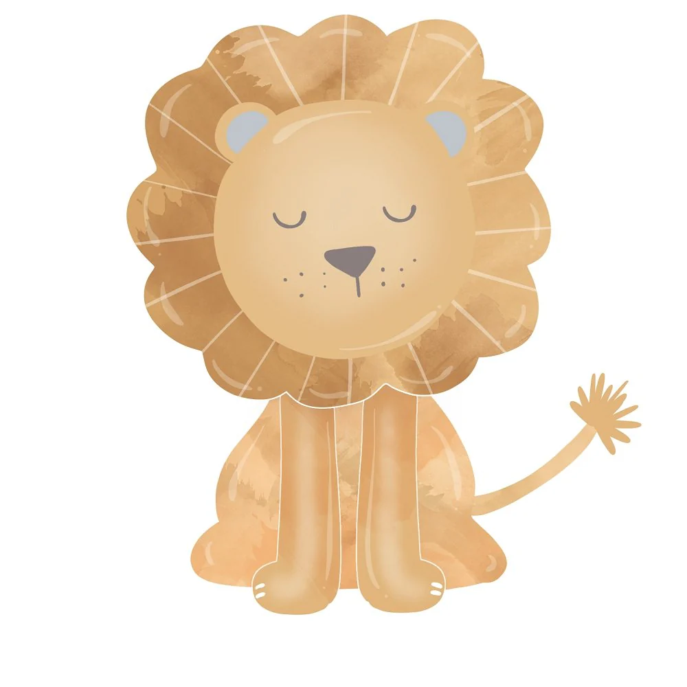 Watercolor Baby Lion Fabric Panel